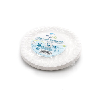 Pack de 20 pcs assiettes a' dessert diam. 17,5 cm 7,35 g PAP blanc