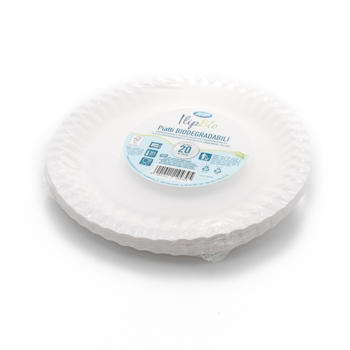 71251 20 pcs assiettes plates diam. 230 mm   11,75 g PAP blanc