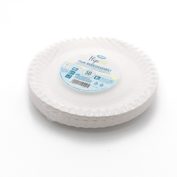 71254 50 pcs assiettes plates diam. 230 mm   11,75 g PAP blanc