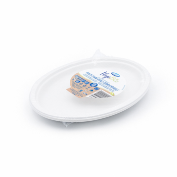 71315 10 pcs assiettes ovales plates 22 mm   16 g MATER-BI blanc