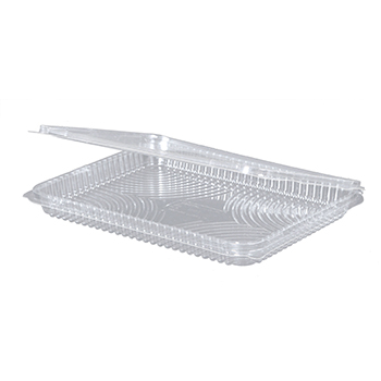 30092 25 pzs bandejas con tapa bisagra 217x167x20 mm  570 ml  20,5 g PLA transparente