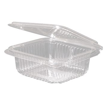 Single Pieces of 50 pcs deli-food hinged lid containers 126x117x43 mm  250 ml  12 g PLA transparent