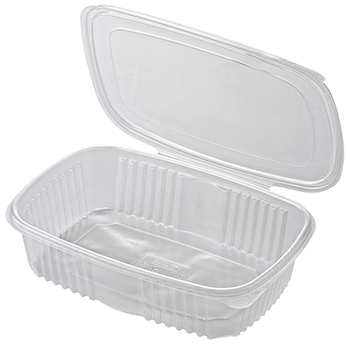 30612 50 pcs deli-food hinged lid containers 185x185x70 mm 1500 ml 29,37 g PP transparent