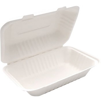 30676 50 pcs deli-food hinged lid containers 230x153x80 mm  1000 ml  30 g PULP white