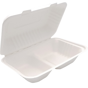 30677 50 pcs deli-food hinged lid containers 230x153x80 mm  1000 ml  30 g PULP white