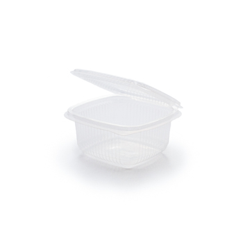 Single Pieces of 100 pcs deli-food hinged lid containers 130x125x62 mm  500 ml  11,5 g PP transparent