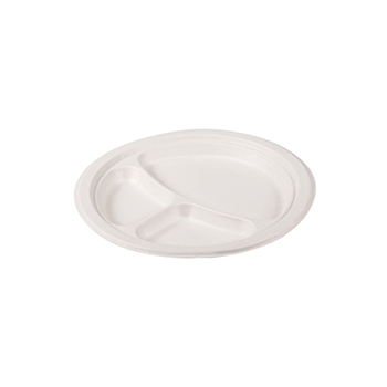 Una sola pieza de 50 pzs platos 3 comp. diam. 23 cm   15 g PULP blanco