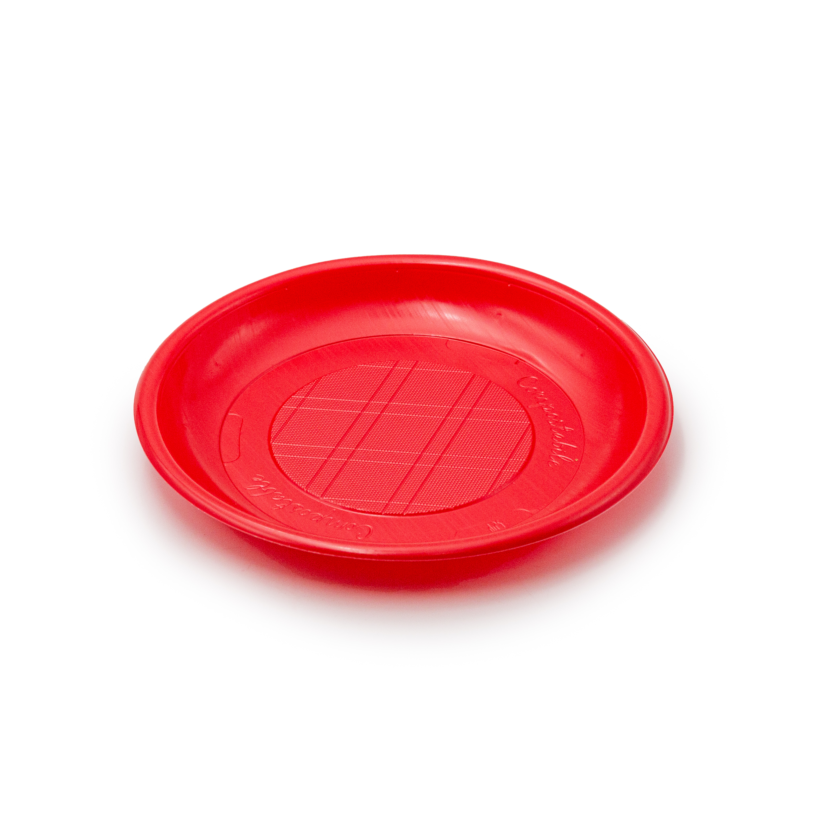 71575 20 pcs dessert plates diam. 165 mm   6,5 g MATER-BI red