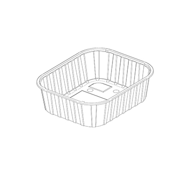 Una sola pieza de cestas con absorbente B9 145x121x34 mm 125 gr apn RPET transparente a 8,660g