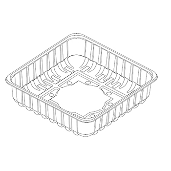 Una sola pieza de cestas con almohadilla B29 182x182x45 mm 500 gr mb RPET transparente a 13,500g
