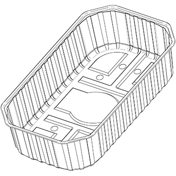 Una sola pieza de cestas con almohadilla B20/8 190x115x60 mm 500 gr mb RPET transparente a 11,700g