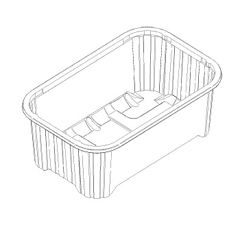 Una sola pieza de cestas con absorbente B40 184x117x40 mm 500 gr apr RPET transparente a 10,300g