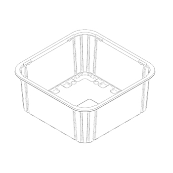 Una sola pieza de cestas B46 173,5x173,5x58 mm 400 gr  RPET transparente a 18g