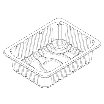 40431 trays with abs. pad M 190 190x144x47 mm MATER-BI white 21,160g
