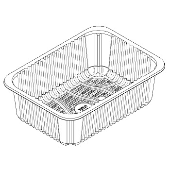 40472 trays with microcell M 250 250x180x85 mm RPET transparent 40g